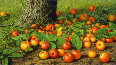 Natura morta con mele vicino a un albero da Levi Wells Prentice