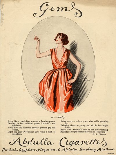 Sigarette Abdulla, anni 1920 da Lewis Baumer