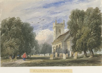 Chiesa di Bradley-in-the-Moors: acquerello, nd [c1830-1840] da Lewis John Wood