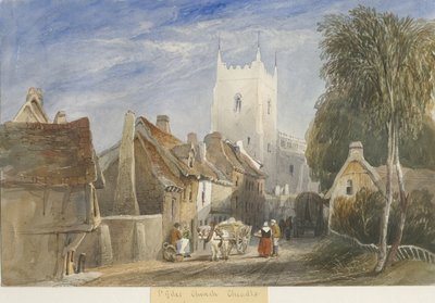 Chiesa di Cheadle: dipinto ad acquerello da Lewis John Wood