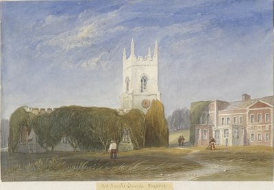 Chiesa di Okeover - "Tutti i Santi": acquerello, nd [c1830-1840] da Lewis John Wood