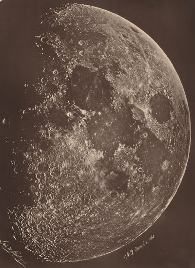 Fotografia della luna al suo 1° quarto, 6 marzo da Lewis Morris Rutherfurd