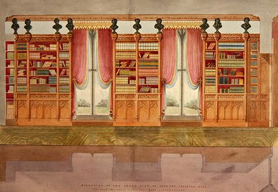 Elevazione del lato sud della biblioteca, Snelston Hall, Derbyshire da Lewis Nockalls Cottingham
