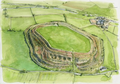 Old Oswestry (acquerello su carta) da Liam Wales