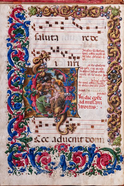 Biblioteca Piccolomini: libro corale, cod. 19.4, ff. 9v con “Adorazione dei Magi”, di Liberale da Verona (circa 1445 - 1527/9) da Liberale da Verona