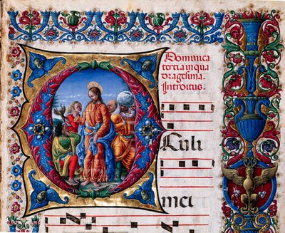 Biblioteca Piccolomini: libro corale, cod. 21.6, ff. 2r con “Espulsione di uno spirito impuro”, di Liberale da Verona (circa 1445 - 1527/9). (dettaglio) da Liberale da Verona