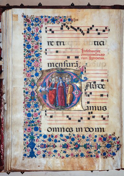 Biblioteca Piccolomini: libro corale, cod. 28.12, ff. 94v con la Vergine e tutti i Santi, di Francesco Rosselli e Liberale da Verona (circa 1445 - 1527/9) da Liberale da Verona