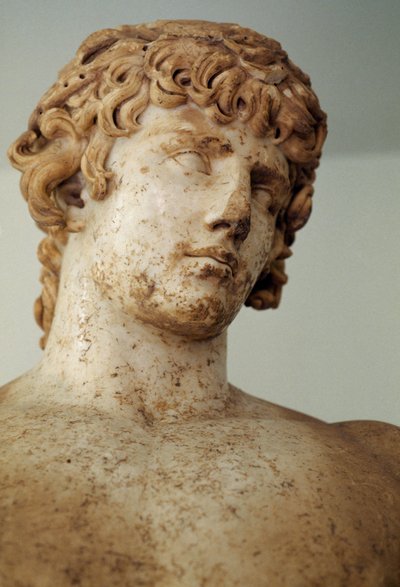 Antinoo, statua in marmo pario, dal tempio di Apollo a Delfi, Grecia, civiltà romana, II secolo d.C., dettaglio da Unbekannt Unbekannt