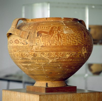 Cratere argivo con decorazioni geometriche, diametro 50 cm, civiltà greca, VIII secolo a.C. da Unbekannt Unbekannt