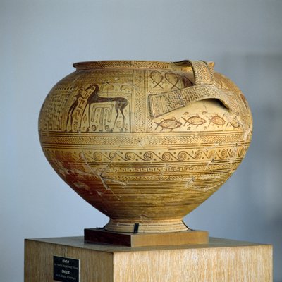 Cratere argivo con decorazioni geometriche, diametro 50 cm, civiltà greca, VIII secolo a.C. da Unbekannt Unbekannt