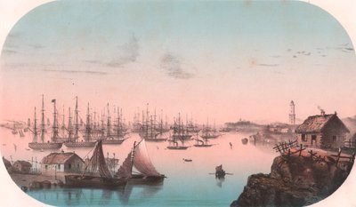 Flotta baltica a Baro Sund, Finlandia, litografia a colori, da Episodi della guerra d