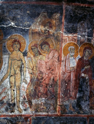 Cristo, Madonna e Santi, affresco nel monastero di Agios Georgios, Diavaide, Creta, Grecia da Unbekannt Unbekannt