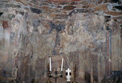 Affresco danneggiato nella chiesa di Kantanos, Creta, Grecia da Unbekannt Unbekannt