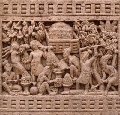 Dettaglio del lato est dello Stupa I a Sanchi da Unbekannt Unbekannt