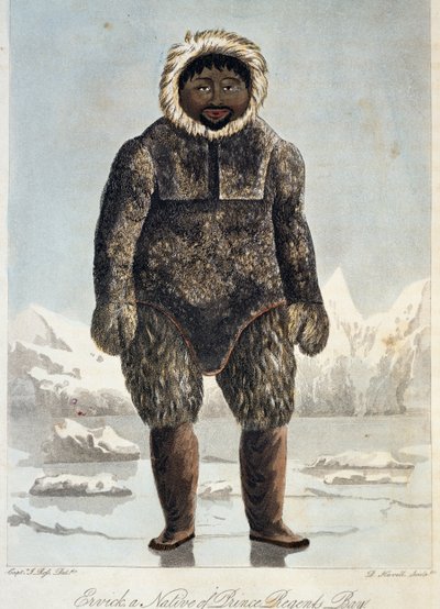 Ervick, Inuit vestito di pelliccia, nativo della Baia del Principe Reggente da Unbekannt Unbekannt