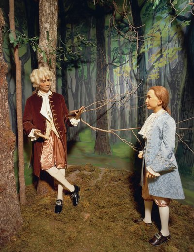Francia, Castello di Chenonceau, Valle della Loira, Jean Jacques Rousseau che dà lezione nel parco di Chenonceau al figlio di Claude Dupin; Scriverà un trattato per l
