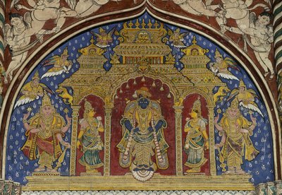 Affresco raffigurante Visnu, palazzo Maratha di Thanjavur, Tamil Nadu, India da Unbekannt Unbekannt