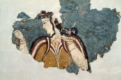 Frammento di affresco raffigurante figura femminile, da Micene, Grecia, civiltà micenea da Unbekannt Unbekannt