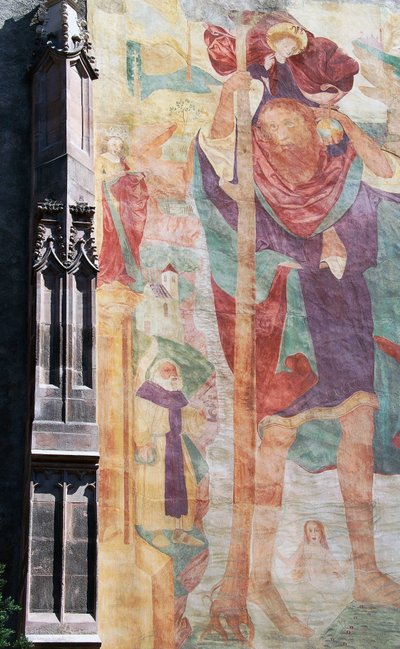 Affresco di San Cristoforo, facciata esterna meridionale, Chiesa Parrocchiale di San Nicola, Merano da Unbekannt Unbekannt