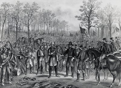 Il generale Robert Lee si arrende al generale Ulysses Grant ad Appomattox, 9 aprile da Unbekannt Unbekannt