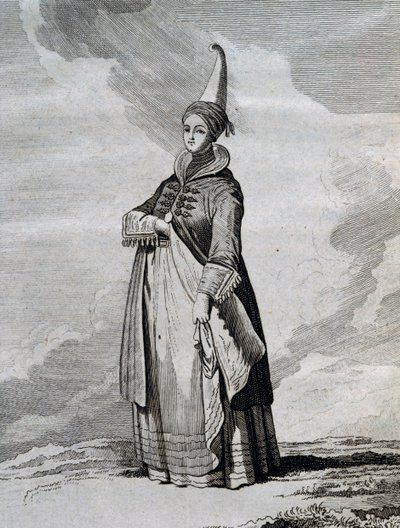 Donna islandese, incisione da Viaggio nel Mare del Nord tra il 1767 e il 1768 di Yves-Joseph de Kerguelen-Tremarec (1734-1797) da Unbekannt Unbekannt