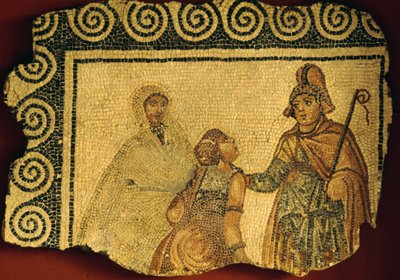 Scena di iniziazione, mosaico dalla villa romana di Negrar, Veneto, Italia, civiltà romana da Unbekannt Unbekannt