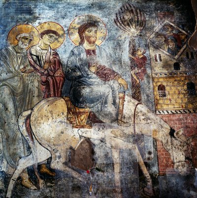 Gesù entra a Gerusalemme su un asino, affreschi all