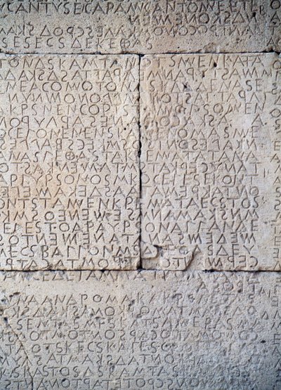 Codice di legge di Gortina, iscrizioni doriche su lastre di pietra, Gortina, Creta, Grecia, civiltà greca, V secolo a.C. (dettaglio) da Unbekannt Unbekannt