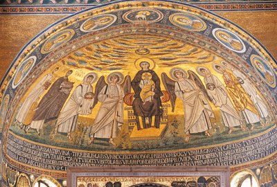 Madonna e Bambino tra angeli e santi, mosaico nell
