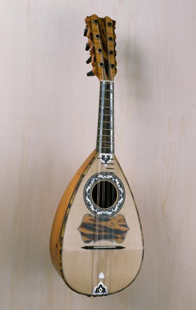 Mandolino napoletano, strumento musicale costruito nella bottega del liutaio Pasquale Scala a Praiano, Campania, Italia, XX secolo da Unbekannt Unbekannt