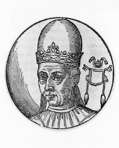 Ritratto di Adriano I (700-795), 95º Papa della Chiesa Cattolica dal 772, incisione da Unbekannt Unbekannt