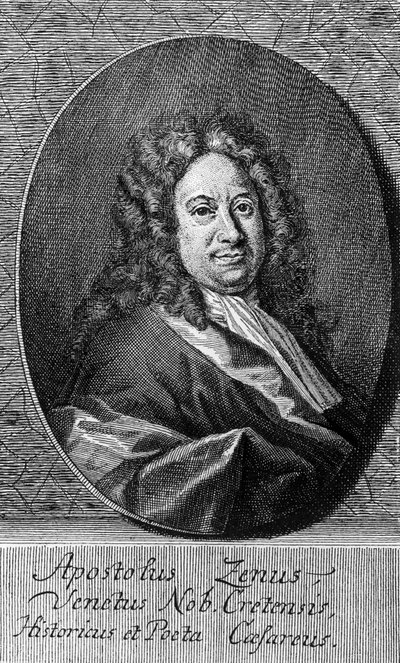 Ritratto di Apostolo Zeno, poeta, librettista, giornalista e letterato italiano, incisione da Unbekannt Unbekannt