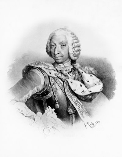 Ritratto di Carlo Emanuele III di Savoia, Re di Sardegna, incisione dopo un disegno di Francesco Gonin da Unbekannt Unbekannt