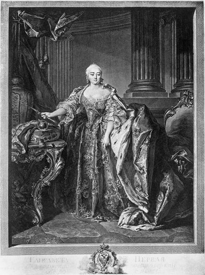 Ritratto di Elisabetta Petrovna, Imperatrice di Russia, incisione da Unbekannt Unbekannt