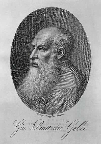 Ritratto di Giovan Battista Gelli (1498-1563), filosofo, scrittore e studioso italiano, incisione di Giuseppe Benaglia (ca 1796-ca 1830) da Unbekannt Unbekannt