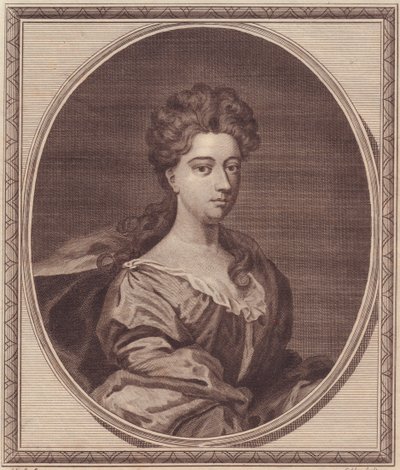 Ritratto di Greville Doddington, Duchessa di Manchester (1672-1720), incisione su rame di John Goldar (1729-1795) da un dipinto di G Kneller da Unbekannt Unbekannt