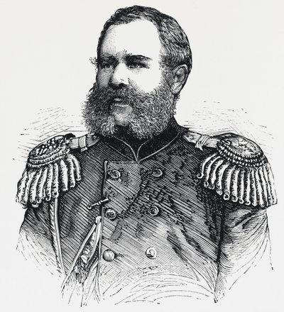 Ritratto di Nikolai Obruchev (1830-1904), generale russo, incisione da Unbekannt Unbekannt