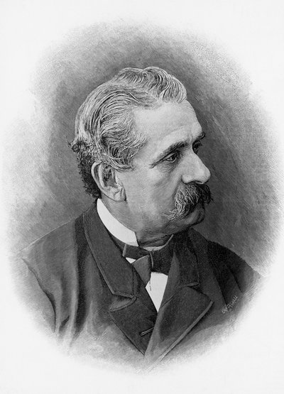 Ritratto di Paolo Ferrari (1822-1889), drammaturgo e scrittore italiano, incisione da Unbekannt Unbekannt