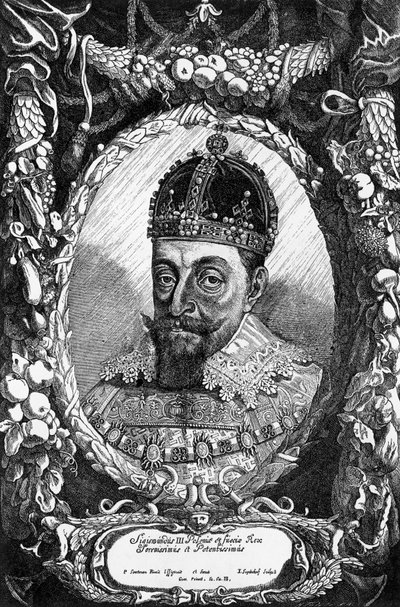 Ritratto di Sigismondo III Vasa, Re di Polonia e Svezia, Granduca di Lituania, incisione da Unbekannt Unbekannt