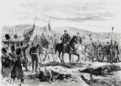 Il principe Carol di Romania ispeziona le truppe dopo la quarta battaglia di Pleven, guerra russo-turca da Unbekannt Unbekannt