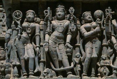 Rilievo raffigurante figure maschili e femminili, tempio di Adishvara, Vimalavasi Tuk, complesso templare sulla collina di Shatrunjaya, Palitana, Gujarat, India da Unbekannt Unbekannt