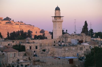 Veduta di un minareto nel quartiere musulmano, Gerusalemme da Unbekannt Unbekannt