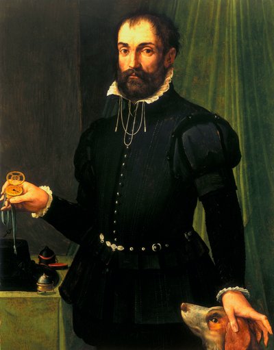 Ritratto di un uomo che tiene un orologio, c 1558 da Unbekannt Unbekannt