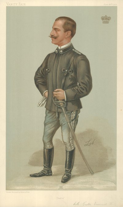 Vittorio Emanuele III, Italia, 26 giugno 1902, caricatura di Vanity Fair da Liborio Prosperi