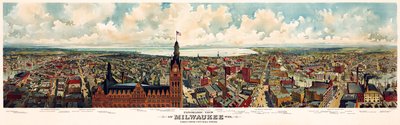 Vista panoramica di Milwaukee, Wis. Presa dalla torre del Municipio da Library of Congress
