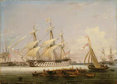 Un tre ponti che entra nel porto di Portsmouth da Lieutenant Robert Strickland Thomas