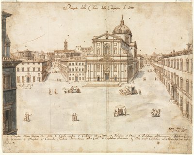 Diciotto Vedute di Roma: La Chiesa del Gesù da Lievin Cruyl