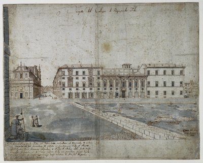 Diciotto vedute di Roma: Il Collegio di Propaganda Fide (recto) da Lievin Cruyl