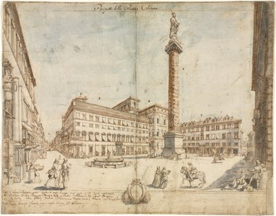 Diciotto vedute di Roma: Piazza Colonna, 1664 da Lievin Cruyl