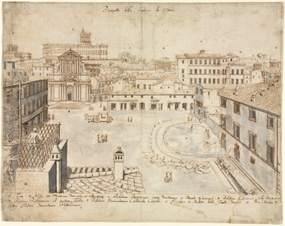 Diciotto vedute di Roma: La Fontana di Trevi, 1665 da Lievin Cruyl
